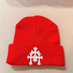 Chrome Hearts Red Triple Cross Beanie
